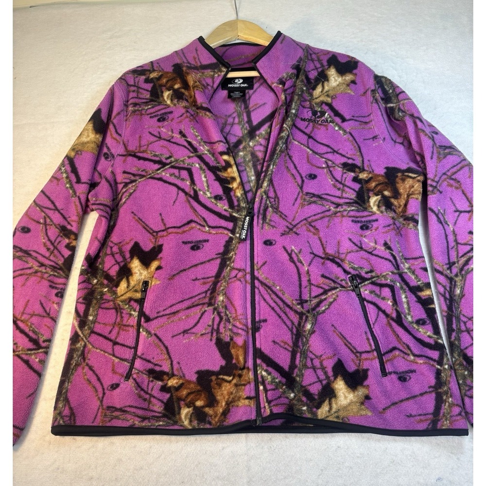 Mossy Oak Women's 2XL Full Zip Purple Camo Fleece Warm Soft Outdoor Hiking